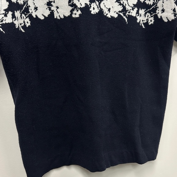 Elie puff sleeve cotton knit Navy Floral Women's Top S - Picture 4 of 5